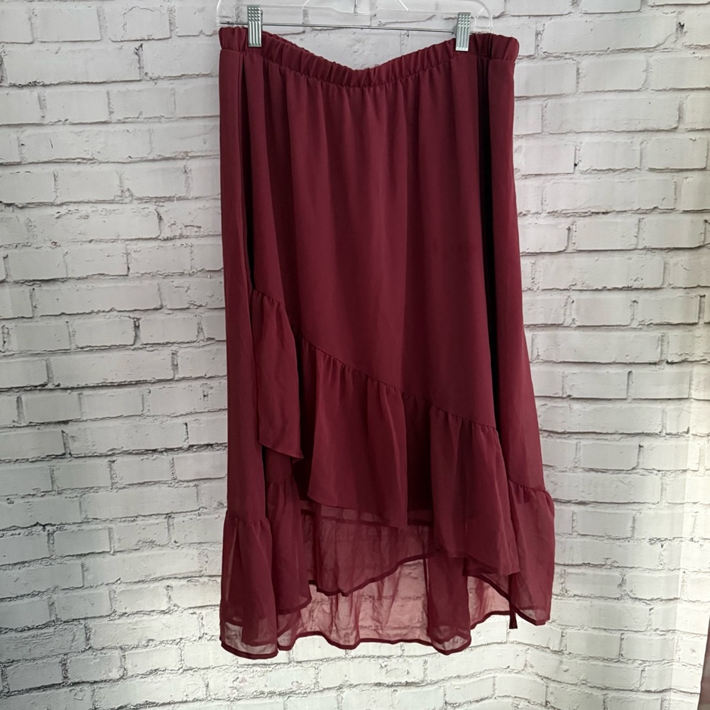 a‎ new day Burgundy High Low Skirt